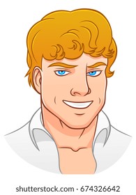 Portrait of cartoon beautiful guy