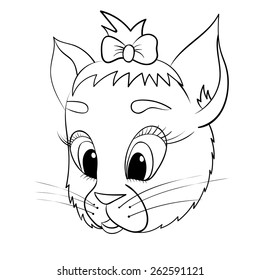 Portrait of a cartoon cat on a white background.