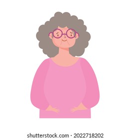 portrait cartoon grandmother icon isolated
