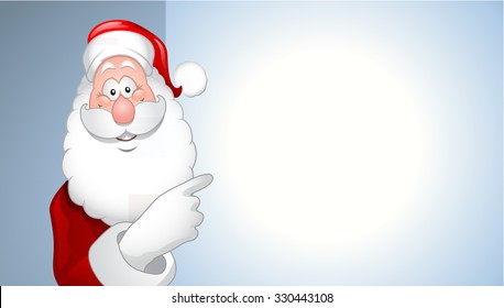 portrait of cartoon Santa Claus showing billboard