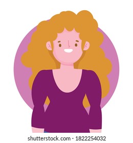 portrait cartoon woman blonde hair young female vector illustration