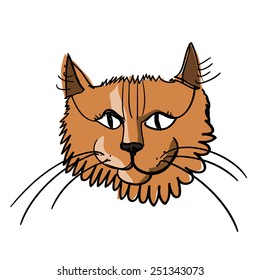 Portrait of a cat. A children's sketch. Color image