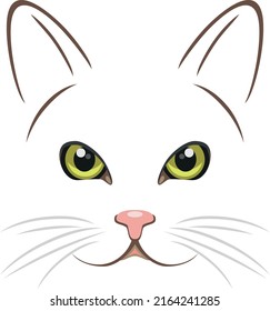 Portrait of a cat with green eyes. Vector