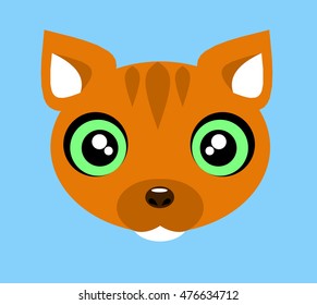 Portrait of a cat icon Children's flat