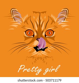 Portrait of a cat licks