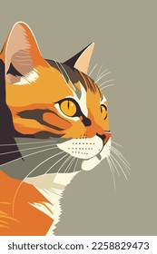 Retrato de un gato sobre un fondo gris. Ilustración vectorial. cartel de impresión de arte mural