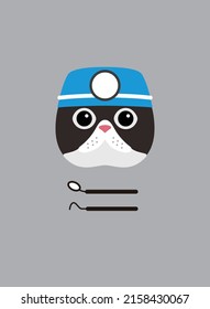 Portrait of cat, wearing hat, like a doctor or dentist, cool style