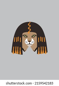 Portrait of cat, wearing something, like Cleopatra cool style