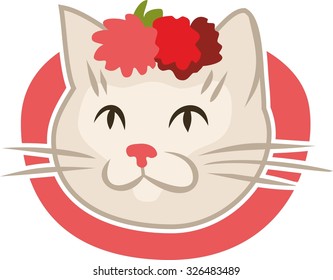 portrait of a cat in a wreath