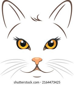 Portrait of a cat with yellow eyes. Vector