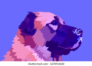 Portrait of a Caucasian Shepherd dog breed. eps10 vector stock illustration.
