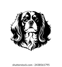 Portrait of a Cavalier King Charles Spaniel Dog Vector isolated on white background, Dog Silhouettes. svg