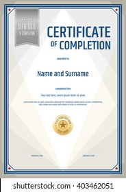 Portrait Certificate Of Completion Template In Portrait