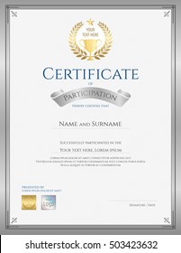 Portrait Certificate Template For Achievement, Appreciation Or Participation 