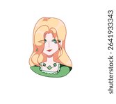 Portrait of character girl,cartoon illustration on white.Avatar