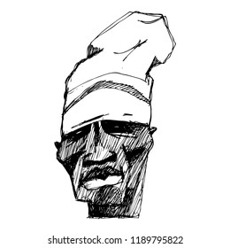Portrait of a character in a hat. Can be used for magazines, T-shirts and publications.