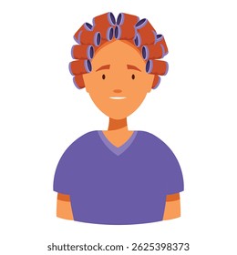 Retrato de mulher alegre com curlers de cabelo, preparando-se para o tratamento de beleza