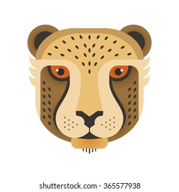 Portrait of a cheetah made in trendy flat style vector. African animal. Safari label or t-shirt design with cute animal character.