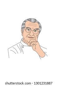 Portrait of chef. Vector. Mature man. 