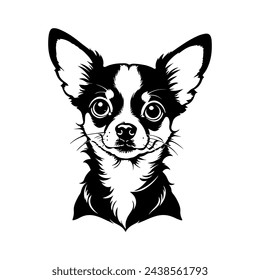 Portrait of a Chihuahua Dog Vector isolated on white background, Dog Silhouettes.