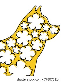 portrait chinese dog with sakura flower traditional