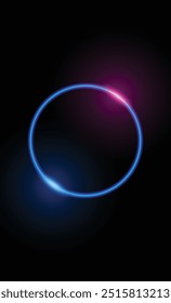 Portrait circle neon light on black background. This is editable vector file