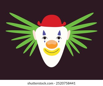 Retrato de payaso con sombrero rojo. Divertido personaje de circo.