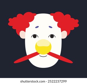 Portrait of clown with red mustache. Funny circus character.