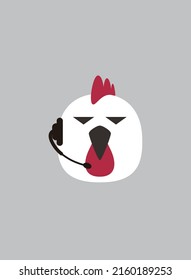 Portrait of cock, wearing headset, like a operator, cool style