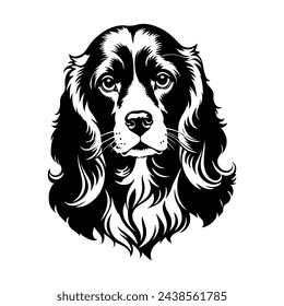 Portrait of a Cocker Spaniel Dog Vector isolated on white background, Dog Silhouettes.