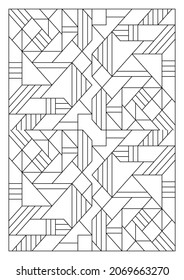 Portrait coloring pages for adults. Abstract illustration. Geometric composition. Black and white patterns. EPS8 file. Coloring-#343