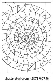 Portrait coloring pages for adults. Abstract radiate light illustration. Geometric composition in line art style. Black and white patterns. EPS8 file. Coloring-#360