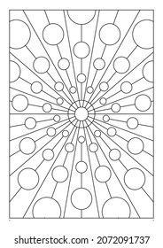 Portrait coloring pages for adults  Abstract sun radiate light illustration  Geometric composition  Black   white patterns  EPS8 file  Coloring  #350