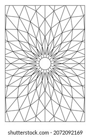 Portrait coloring pages for adults  Abstract sun radiate light illustration  Geometric composition  Black   white patterns  EPS8 file  Coloring  #348