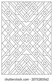 Portrait coloring pages for adults. Abstract illustration in Line Art style. Geometric composition. Black and white patterns. EPS8. Coloring-#372