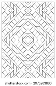 Portrait coloring pages for adults. Abstract illustration in Line Art style. Geometric composition. Black and white patterns. EPS8. Coloring-#370