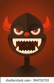 Portrait of a comic demon. Vector illustration.