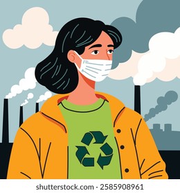 Portrait of a Concerned Environmental Activist Against Pollution