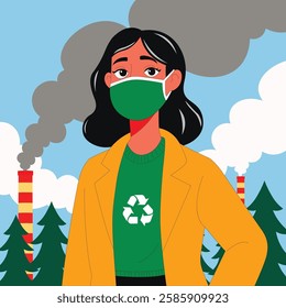 Portrait of a Concerned Environmental Activist Against Pollution