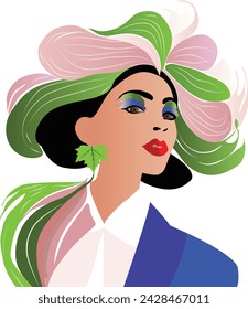 Portrait of a confident and powerful colorful woman.