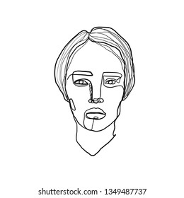 Portrait of a continuous line of woman in modern contemporary style. One line drawing face isolated on white background. Fashion beauty art of a girl or woman. 