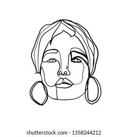 Portrait continuous line of woman in modern contemporary style. One line drawing face isolated on white background. Fashion beauty art of a girl or woman. 