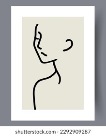 Porträtkontur gesichtslosen menschlichen Wandkunstdruck. Printable minimale abstrakte Kontur Poster. Wandbilder für Innenarchitektur. Zeitgenössischer dekorativer Hintergrund mit menschlichem Hintergrund.