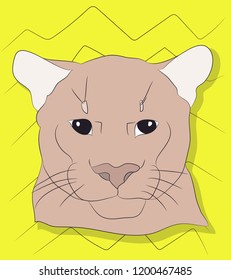 portrait of a cougar looking at wall vector background