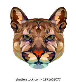 Portrait of a cougar in a polygonal style.