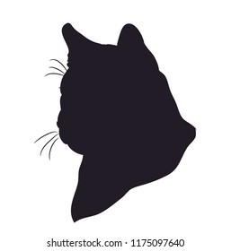 Portrait Of A Cougar Silhouette, Vector, White Background