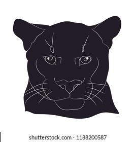 portrait of a cougar silhouette, vector, white background