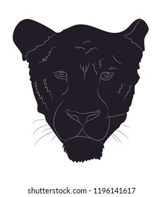 portrait of a cougar silhouette, vector, white background