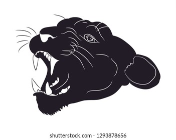 portrait of a cougar silhouette, vector, white background