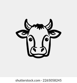 portrait of a cow isolated background